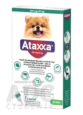 Ataxxa 200 mg/40 mg (psy do 4kg) sol 1x0,4 ml
