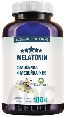 Pharma Activ MELATONÍN + Mučenka + Meduňka + B6 tbl (medovka) (inov.2019) 1x100 ks
