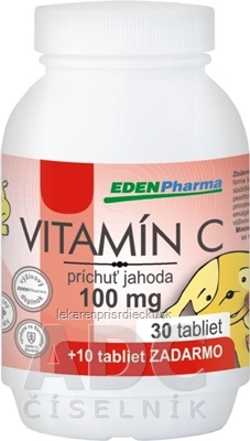 EDENPharma VITAMÍN C 100 mg príchuť jahoda tbl 30+10 zadarmo (40 ks)