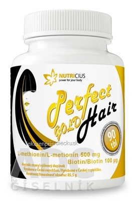 NUTRICIUS Perfect HAIR gold tbl (L - metionín 500 mg + biotín 100 μg) 1x90 ks