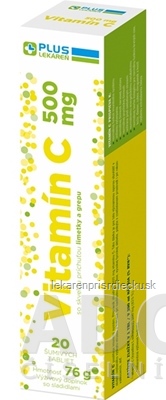 PLUS LEKÁREŇ Vitamín C 500 mg šumivé tablety príchuť limetky a grepu 1x20 ks