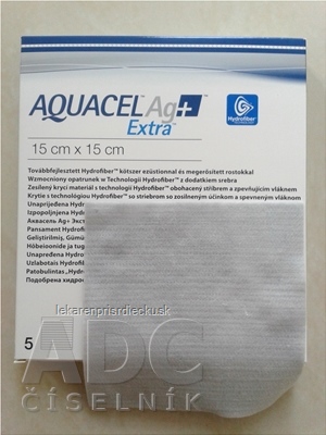 AQUACEL Ag+ Extra krytie na rany so striebrom so zosilneným účinkom, 15x15 cm, 1x5 ks