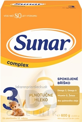 Sunar Complex 3 mliečna výživa (od ukonč. 12. mesiaca) (inov.2020) 1x600 g