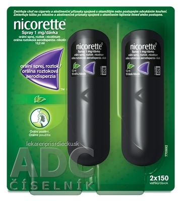 Nicorette Spray 1mg/dávka aer ors 150 dávok (fľ.PET+dávkovač) 2x13,2 ml