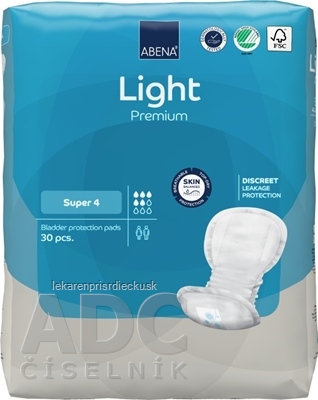 ABENA Light Premium Super 4 vkladacie plienky, anatomické, savosť 850 ml, 1x30 ks