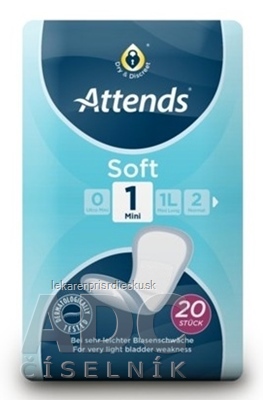 ATTENDS Soft Mini 1 ženské inkontinenčné vložky, savosť 299 ml, veľkosť 21,5 cm, 1x20 ks