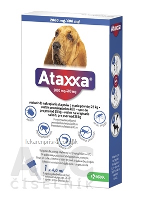 Ataxxa 2000 mg/400 mg (psy nad 25 kg) sol 1x4 ml