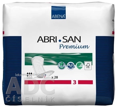 ABENA ABRI SAN Premium 3 inkontinenčné vložky, priedušné, 11x33 cm, savosť 500 ml 1x28 ks