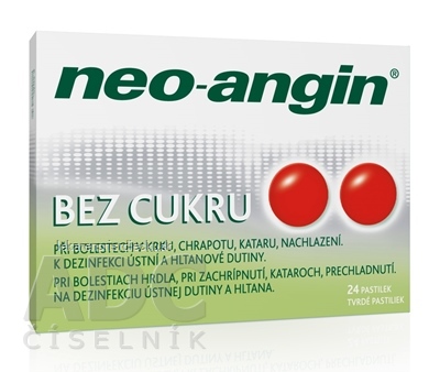 NEO-ANGIN BEZ CUKRU 1,2 mg/0,6 mg/5,72 mg pastilky pas ord (blis.PVC/PVDC/Al) 1x24 ks