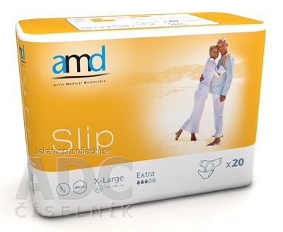 amd Slip Extra X-Large inkontinenčné plienky, obvod bokov 110 - 170 cm, nasiakavosť 3200 ml, 1x20 ks