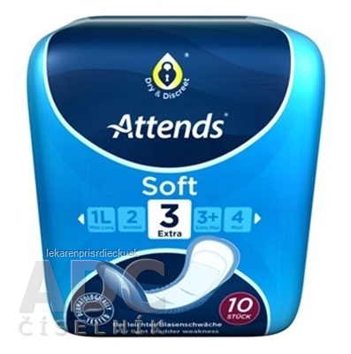ATTENDS Soft Extra 3 ženské inkontinenčné vložky, savosť 599 ml, veľkosť 32,5 cm, 1x10 ks