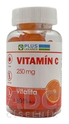 PLUS LEKÁREŇ Vitamín C 250 mg želé cukríky, pomarančová príchuť 1x60 ks