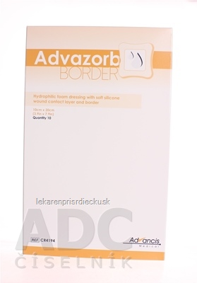 Advazorb Border krytie na rany samopriľnavé atraumatické10x20 cm 1x10 ks