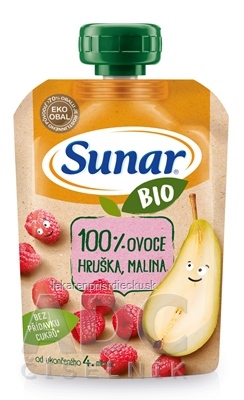 Sunar BIO Kapsička Hruška, malina 100 % ovocia (od ukonč. 4. mesiaca) 1x100 g