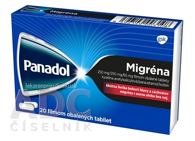 Panadol Migréna tbl flm 250 mg/250 mg/65 mg (bl.PVC/PCTFE/PVC-transp.s bezp.fóliou Al/PET) 1x20 ks