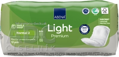 ABENA Light Premium Normal 2 absorpčné vložky, anatomické, savosť 350 ml, 1x12 ks