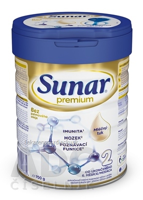 Sunar Premium 2 následná mliečna výživa (od ukonč. 6. mesiaca)1x700 g