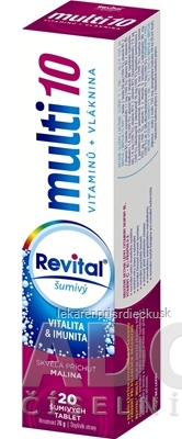 Revital multi 10 vitamínov + vláknina šumivý tbl eff s príchuťou malina 1x20 ks