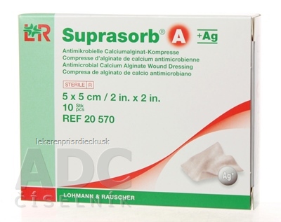 SUPRASORB A+AG KRYTIE NA RANY kalciumalginátové kompresy antimikrobiálne (5x5 cm) 1x10 ks