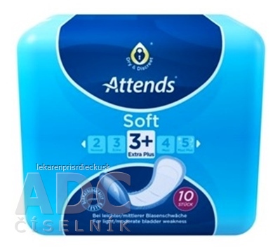 ATTENDS Soft Extra 3+ vložky inkontinenčné, savosť 799 ml, veľkosť 36,5 cm, 1x10 ks