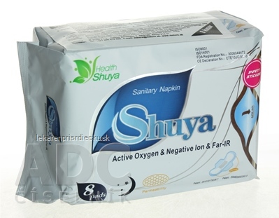 Shuya Ultratenké hygienické vložky Nočné s krídelkami, Active Oxygen&Negative lon&Far-IR, 1x8 ks
