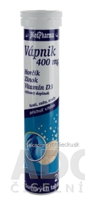 MedPharma VÁPNIK 400 mg + Horčík + Zinok + Vit.D3 tbl eff 1x20 ks