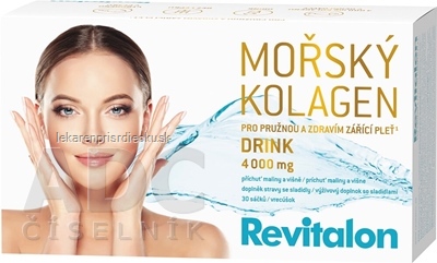 VITAR Revitalon MORSKÝ KOLAGÉN DRINK 4 000 mg prášok vo vreckách, príchuť malina a višňa, 30x5,2 g (156 g)