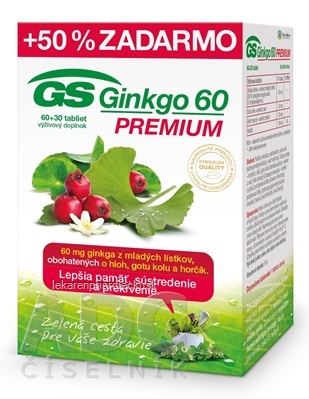 GS Ginkgo 60 PREMIUM tbl 60+30 zadarmo (90 ks)