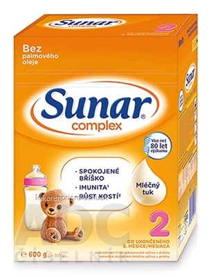 Sunar Complex 2 následná mliečna výživa (od ukonč. 6. mesiaca) (inov.2020) 1x600 g