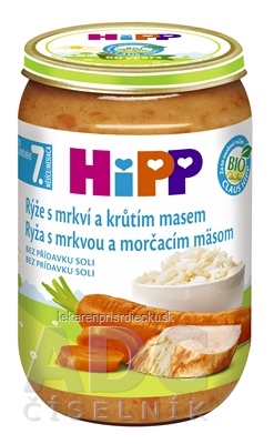 HiPP Prikrm BIO Ryža s mrkvou a morčacím mäsom nová receptúra 2017 (od ukonč.7. mesiaca) 1x220 g
