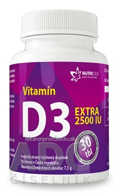 NUTRICIUS Vitamín D3 EXTRA 2500 IU tbl 1x30 ks
