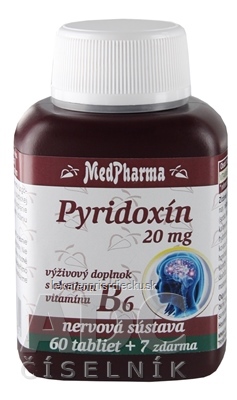 MedPharma PYRIDOXÍN 20 mg (vitamín B6) tbl 60+7 zadarmo (67 ks)