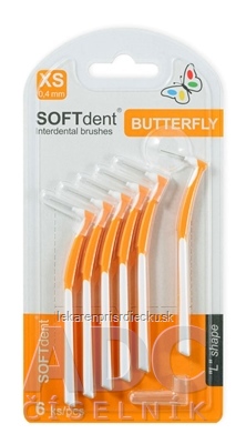 Medzizubné kefky SOFTdent Butterfly XS 0,4 mm zahnuté, oranžové 1x6 ks