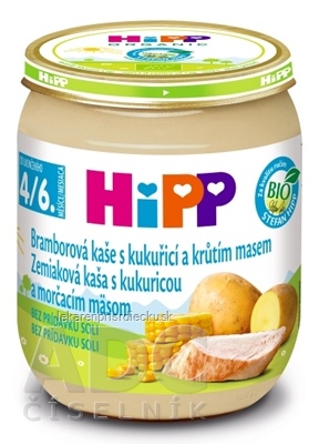 HiPP Príkrm BIO Zemiaky s kukuricou a morč.mäsom (od ukonč. 4./6. mesiaca) 1x125 g