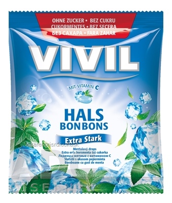 VIVIL BONBONS Extra Stark drops mentolový s vitamínom C, bez cukru 1x60 g
