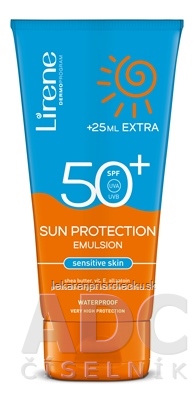 Lirene SUN PROTECTION SPF 50+ sensitive hydratačná emulzia na opaľovanie na citlivú pokožku (150 ml + 25 ml extra) 1x175 ml