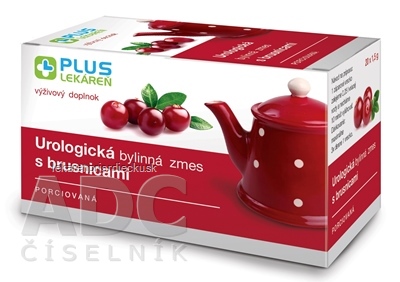 PLUS LEKÁREŇ Urologická bylinná zmes s brusnicami porciovaná, záparové vrecká 20x1,5 g (30 g)