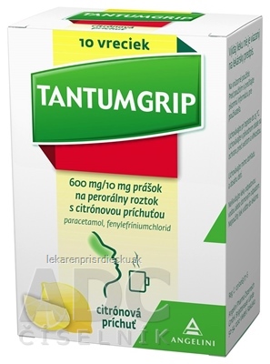 TANTUMGRIP s citrónovou príchuťou plo por 600 mg/10 mg, vrecká 1x10 ks
